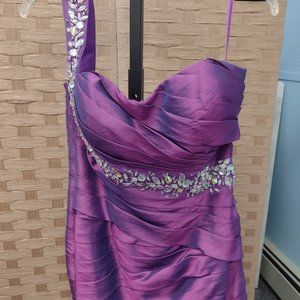 Mystique, Plum, One Shoulder mermaid prom dress